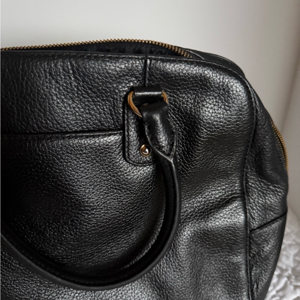 Michael Kors Black Leather Satchel with Gold Accents - Picture 3 of 10